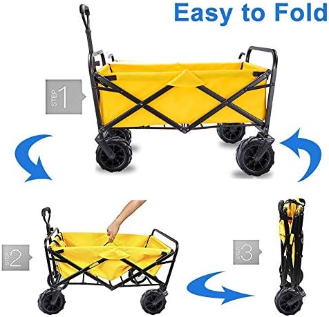 Trolley Collapsible Folding Wagon Heavy Duty Utility Cart for Camping Garden Sports 90kg Capacity Outdoor/Festivals/Camping