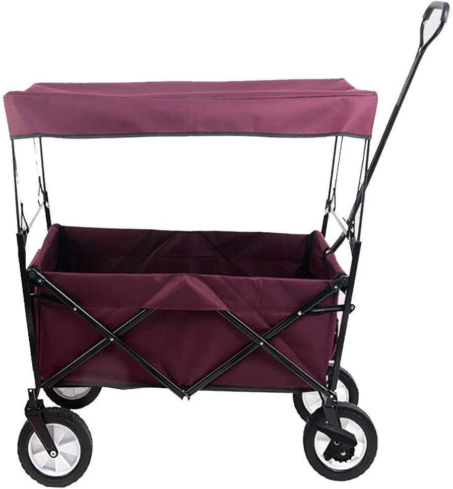 Trolley Foldable Multi-Purpose Travel Sports Outdoor Trolley with a Canopy Large Capacity of 80KG and a Tiltable Handle Used for Shopping in Various Places (D)