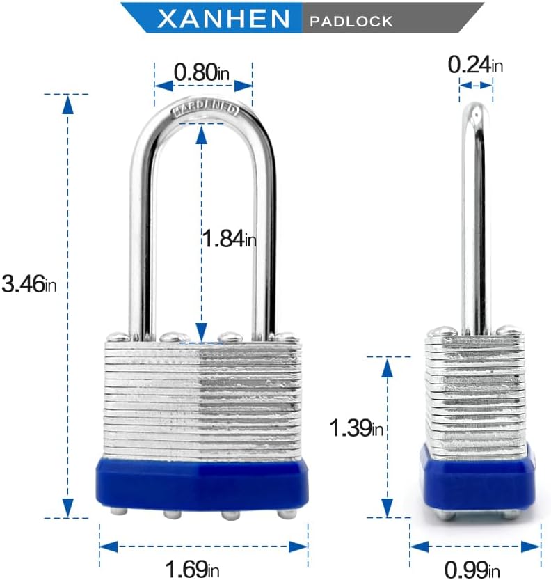 Laminated Steel Padlocks, Keyed Alike - 60 Pack, 1-9/16' Shackle, Brass Cylinder, Metallic, For Hasp Latch, Sheds, Fences, Storage Locker, School, Gym