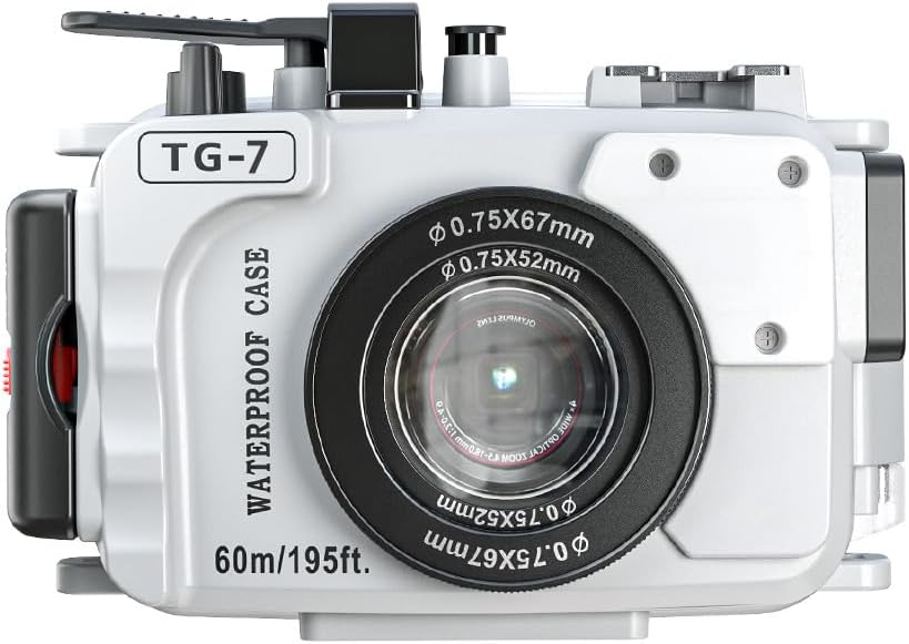 TG-7 Underwater Camera Housing Case, 60m/195ft Waterproof, PC Material with O-Ring Seal, Compatible with Olympus OM System Tough TG-7 (White)