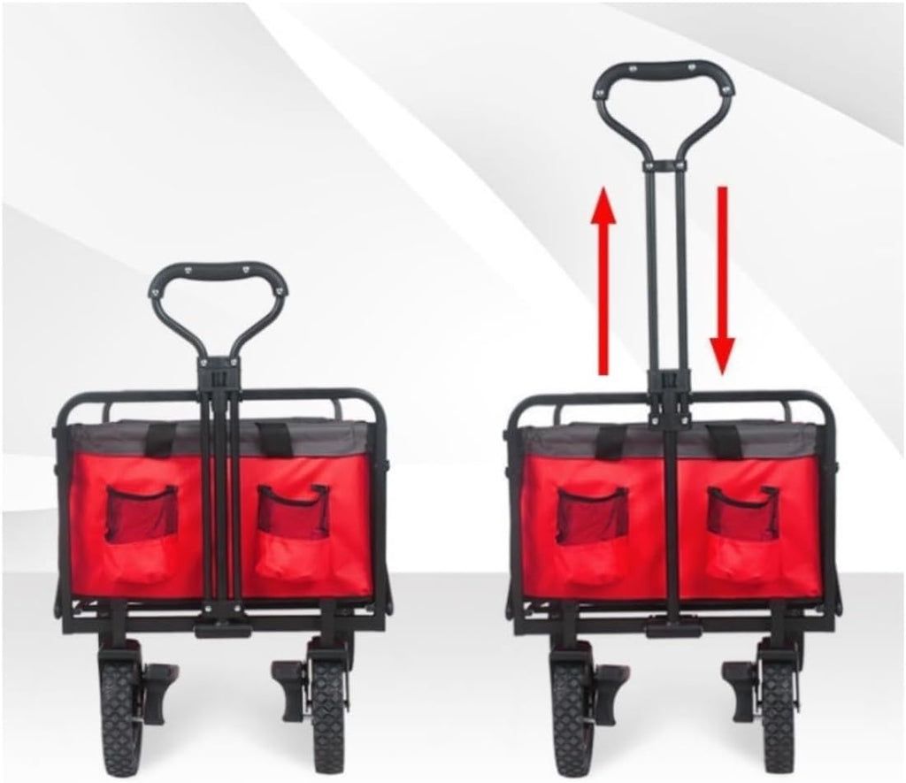 Utility Garden Cart Folding Utility Wagon Cart Collapsible Outdoor Wagon with Wheel Adjustable Handle for Camping Grocery Sports Shopping Camping Wagon (Color : A)