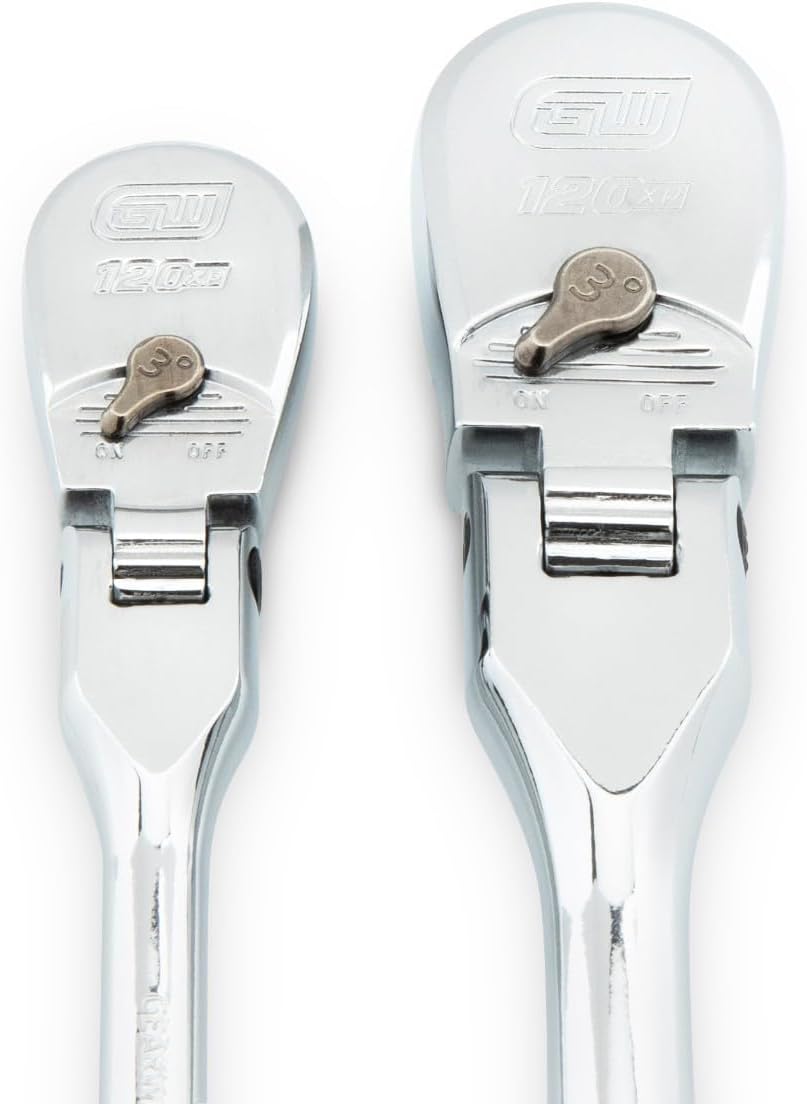 GEARWRENCH 2 Piece 1/4inch and 3/8inch Drive 120XP Flex Head Teardrop Ratchet Set, Dual Material - 81204P