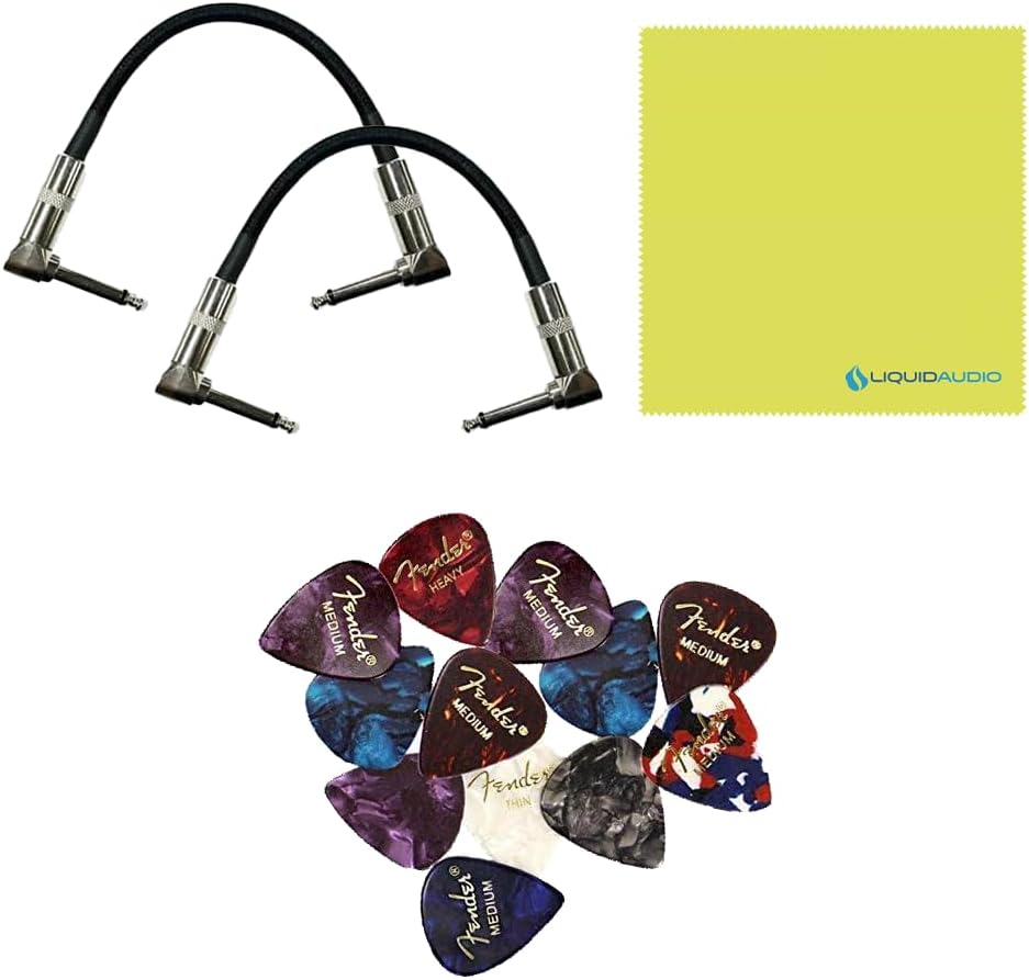 Fender Smolder® Acoustic Overdrive Effects Pedal Bundle w/2x Strukture S6P48 Woven Right Angle Patch Cables, 12x Guitar Picks and Liquid Audio Polishing Cloth