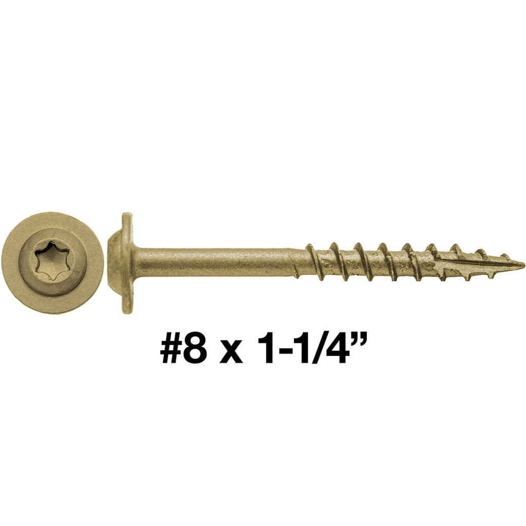 8 x 1-1/4' Bronze Star Multipurpose Torx/Star Drive Head Exterior Coated Modified Truss Head Cabinet Wood Screw - 5 Pound CASE 8,235 Screws