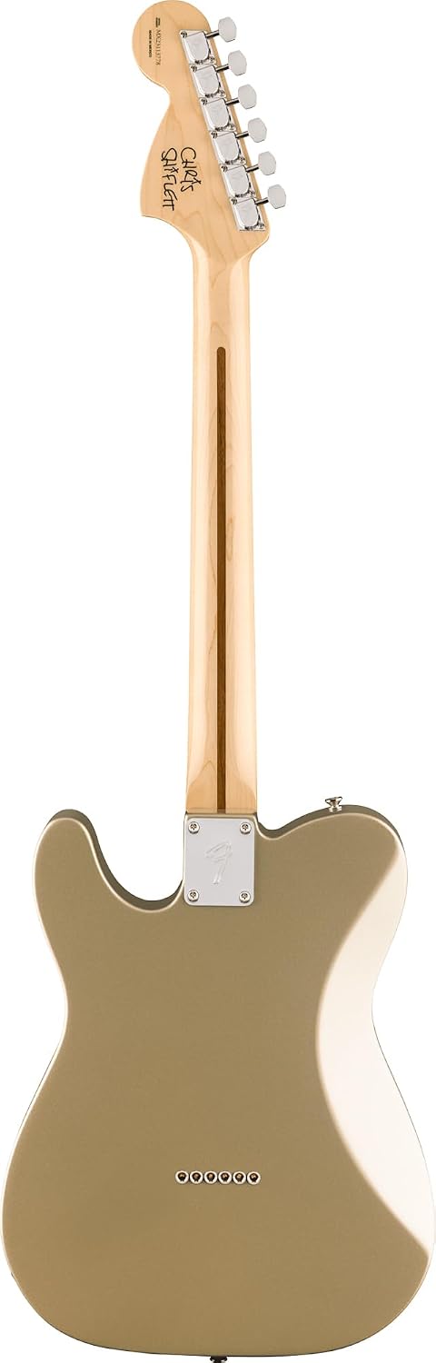 Fender Chris Shiflett Telecaster Deluxe - Shoreline Gold Bundle with Case, Cable, Strap, and Guitar Cleaning Kit