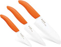 Kyocera FK-3PC-WHOR 3Piece Advanced ceramic Revolution Series Knife Set, Blade Sizes: 5.5', 4.5', 3', Orange