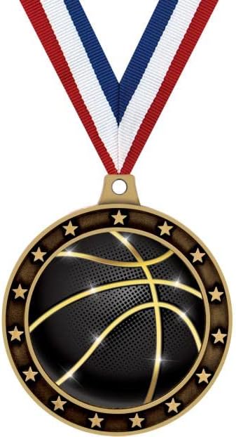 Crown Awards 2.75' Universe Star Basketball Shadow Medal Award, Gold Trophy Medal Prime