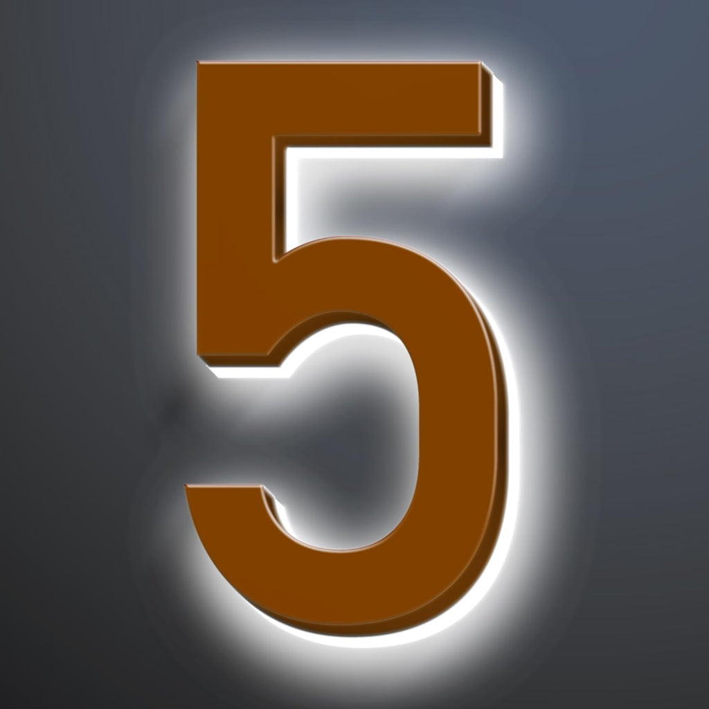 LED House Numbers, Stainless Steel, Backlit Floating LED Illuminated Home Address Number, Lighted House Numbers, Metal Modern Address Numbers For Outside,20 Inch/500mm,5