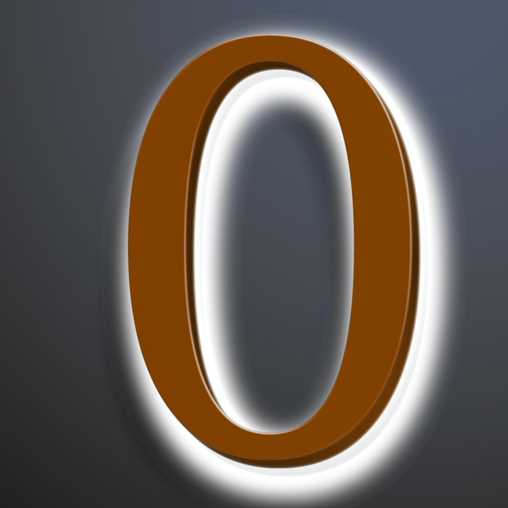 Illuminated Address Sign 16 Inch, Backlit LED Illuminated House Number For Outside, Stainless Steel Lighted Address Numbers, Modern, Trendy Signs, Brown, White Light,0