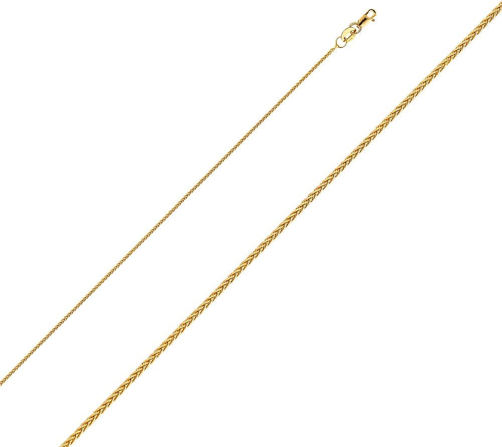14K Yellow Gold St. Christopher Medal Pendant Necklace Protect Us Charm with 1.1mm Wheat Chain