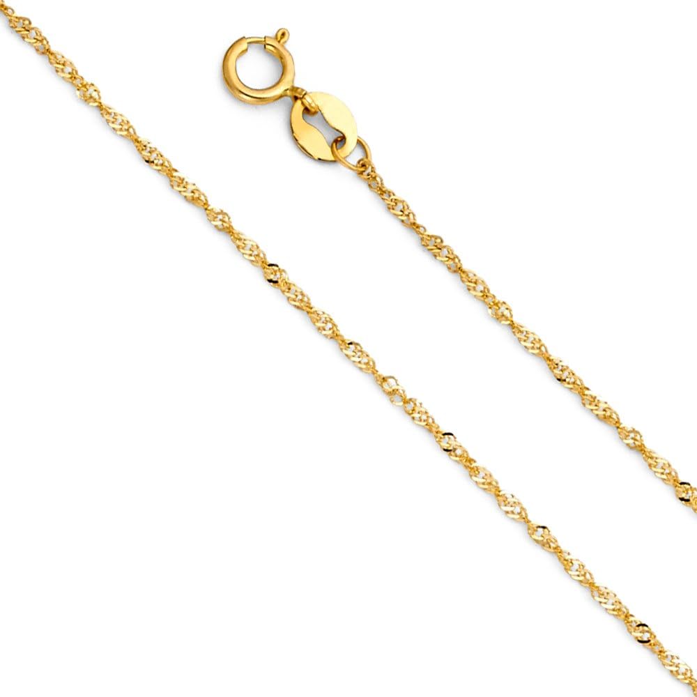 14K Yellow Gold St. Christopher Medal Pendant Necklace Protect Us Charm with 0.9mm Singapore Chain