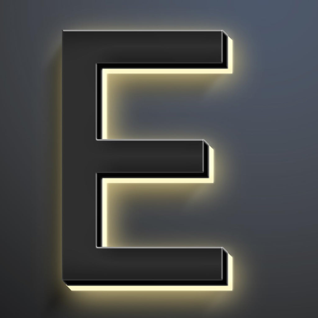 18 Inch Backlit LED Illuminated Home Address Numbers Modern Lighted Up House Numbers Stainless Steel Hand-Polished Waterproof For House Address Signs,E