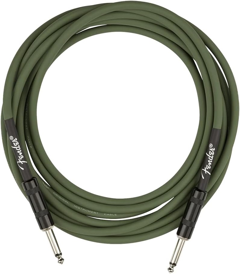 Fender Acoustic Junior Guitar Amplifier Bundle with Fender Joe Strummer Instrument Cable, (13ft) Straight/Straight, Drab Green