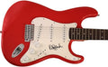 DAVID MARKS SIGNED AUTOGRAPH FULL SIZE RACE CAR RED FENDER STRATOCASTER ELECTRIC GUITAR W/ JAMES SPENCE JSA AUTHENTICATION - THE BEACH BOYS, SURFIN' SAFARI, SURFIN' U.S.A. SURFER GIRL, LITTLE DEUCE COUP, THAT'S WHY GOD MADE THE RADIO