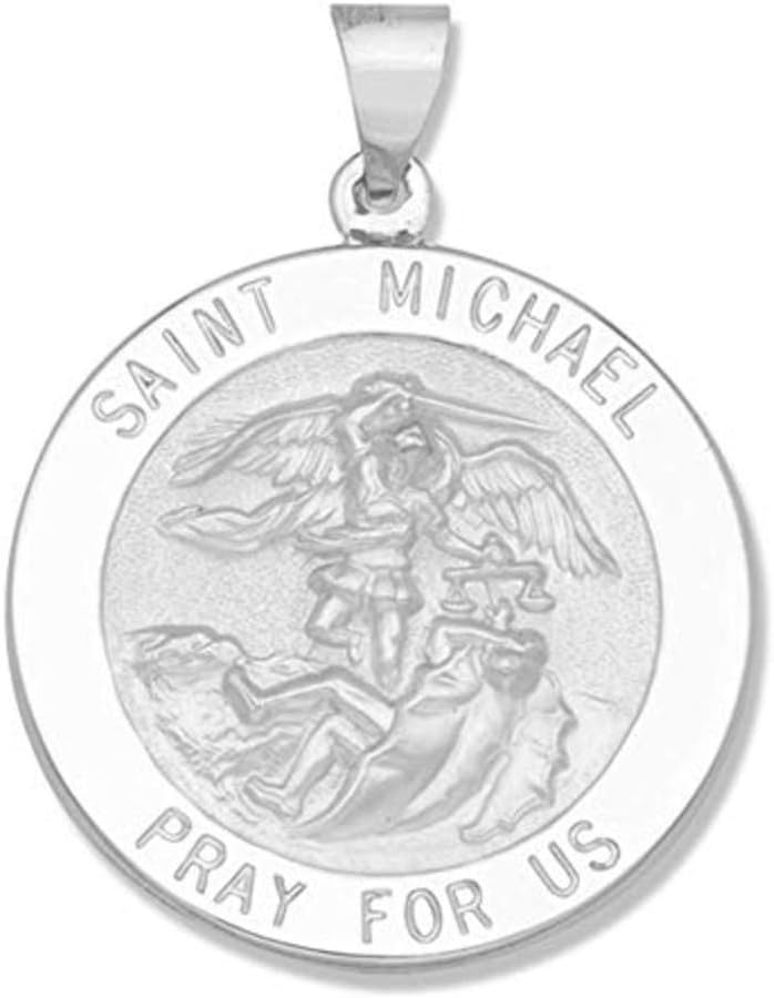 RP 14k Yellow Gold and White Gold Polished Saint Michael Pendant Medals