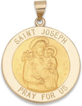 14k Yellow Gold and White Gold Polished Saint Joseph Round Pendant Medals