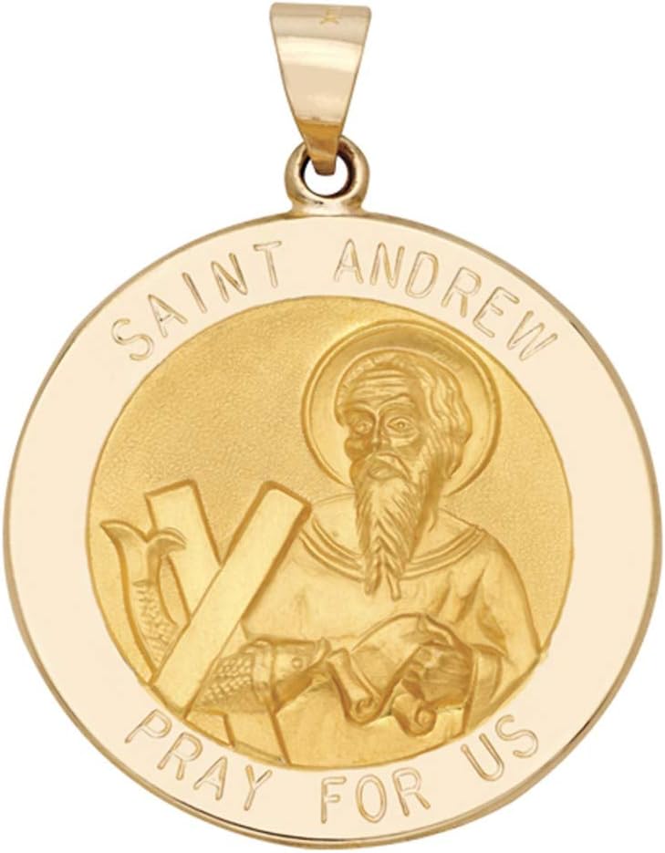 14k Yellow Gold and White Gold Polished Saint Andrew Pendant Medals