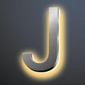 Backlit Illuminated LED House Numbers For Outside 16 Inch, Lighted Address Signs For House, Large Modern Illuminated Address Number, Brushed Silver, Warm White Light,J