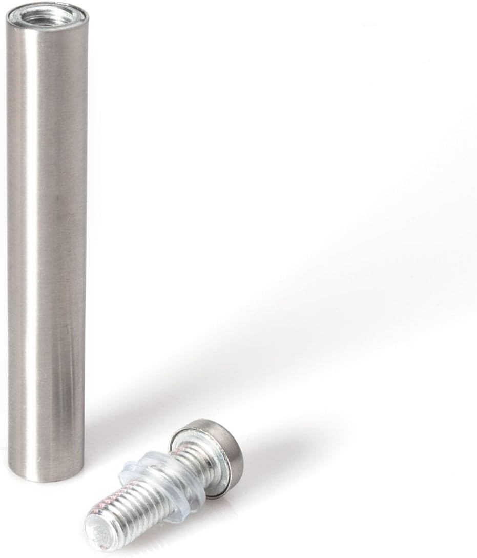 Stainless Steel Standoff 1/2 Inch Diameter x 3 Inch Barrel Length Brushed Finish for PVC, Glass and Acrylic Sign Stand Off Wall Anchors and Screws 100 Piece Commercial Space Pack