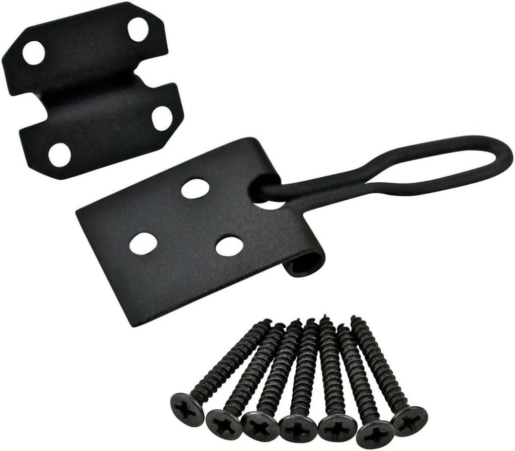 Renovators Supply Manufacturing Black Wrought Iron Wire Hasp Lock 3' X 1' Rust Resistant Antique Wire Style Hasp Latches Safety Padlock Clasps for Cabinets, Chests Or Doors with Screws Pack of 10