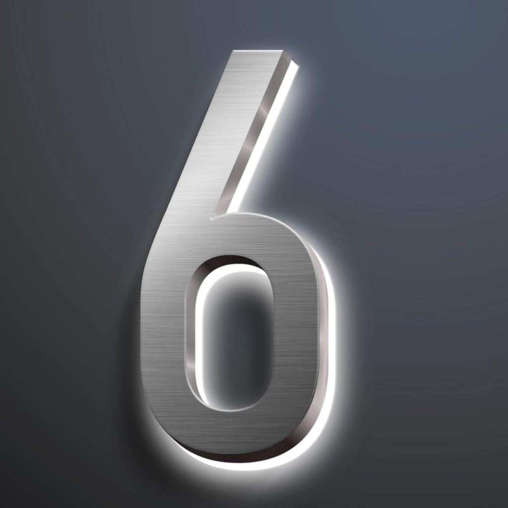 Backlit Illuminated LED Address Numbers, House Number Signs Lighted Plaque, Stainless Steel Lighted House Number For Outdoor.,20,6