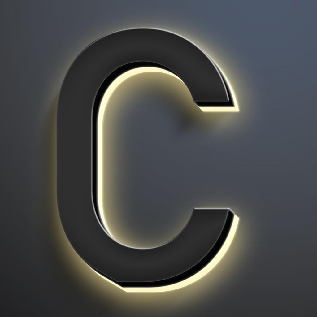 18 Inch Backlit LED Illuminated Home Address Numbers Modern Lighted Up House Numbers Stainless Steel Hand-Polished Waterproof For House Address Signs,C