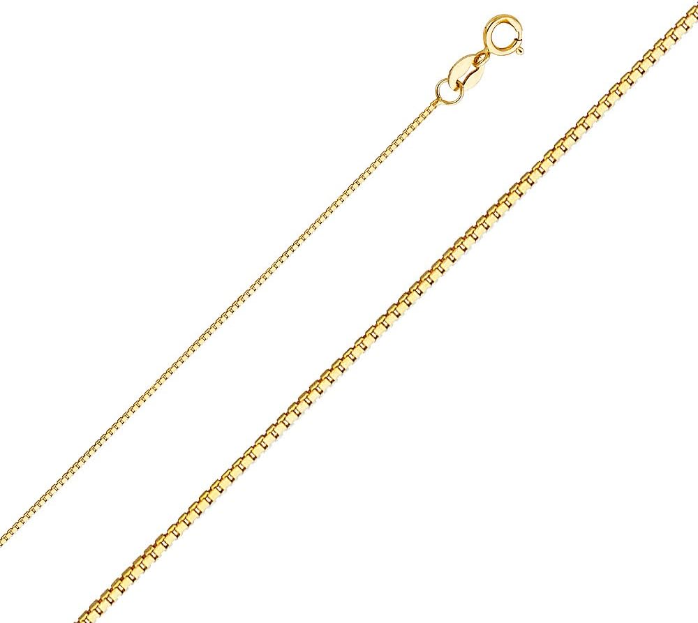 14K Yellow Gold St. Christopher Medal Pendant Necklace Protect Us Charm with 0.6mm Box Chain