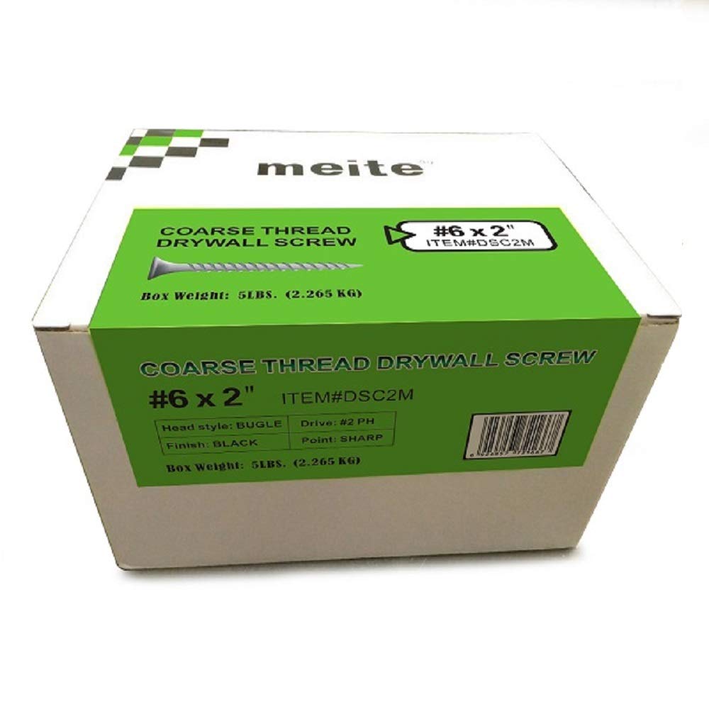 meite #6 Coarse Thread Drywall Screw By 2-Inch with Bugle Head, 8 Boxes per case #DSC2M