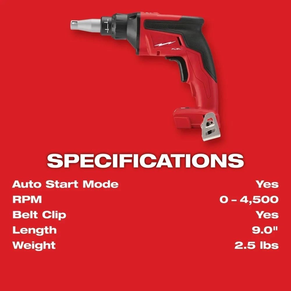 2866-20 Portable Power Screw Guns for Milwaukee M18 FUEL 18V Drywall Screw Gun - Bare Tool