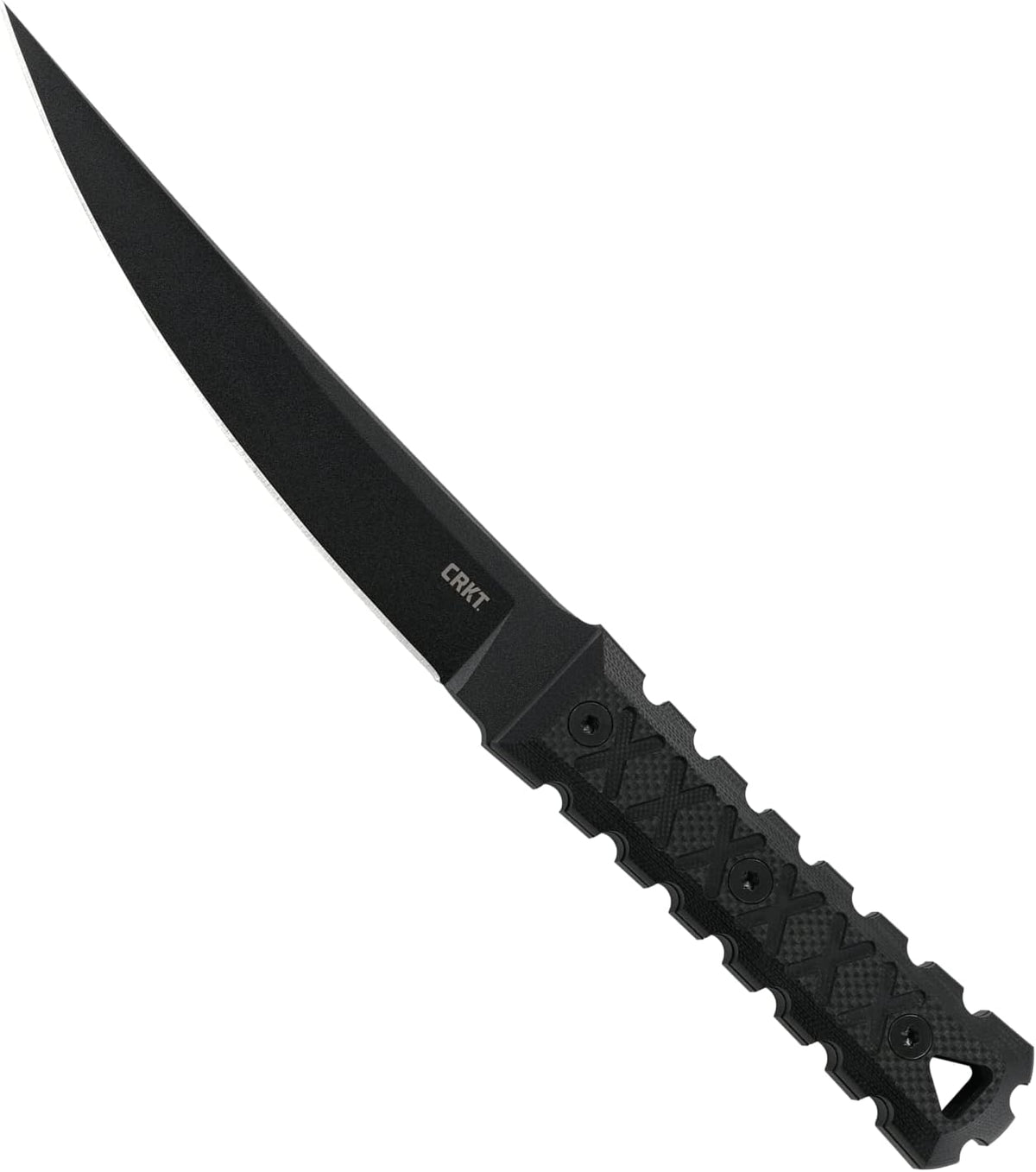 CRKT HZ6 Fixed Blade Knife with Sheath: SK-5 Plain Edge Black Coated Blade, G10 Handle, 2927