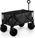 PICNIC TIME Adventure Wagon All-Terrain Folding Sport Utility Cart with Wheels, Steel Frame Collapsible Wagon for Grocery, Rolling Cart for Beach with Fitted Cover and Carry Handle, (Dark Gray)