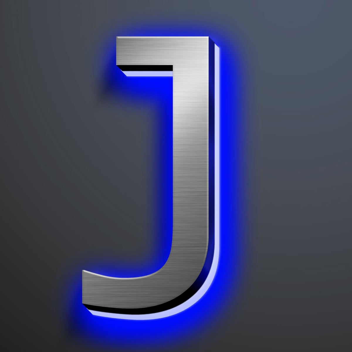 Illuminated Address Number 20 Inch, Backlit Illuminated LED House Number Enhanced Visibility, Modern Stainless Steel Lighted Address Signs, Brushed Silver, Blue Light,J