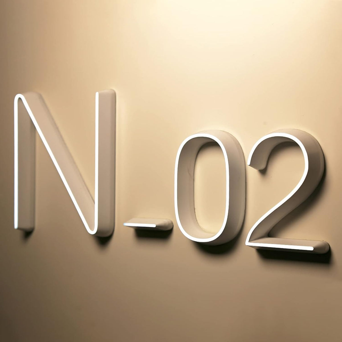 14' Modern Illuminated Address Numbers Signs For House, Stainless Steel Hand-Polished For House Address Signs, Waterproof Lighted House Numbers For Outside,P