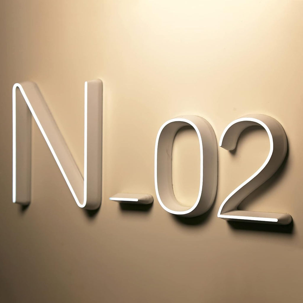 20' Modern Backlit Floating LED House Numbers For Outside, Stainless Steel Hand-Polished For House Address Signs, Lighted Up Address Numbers For House,J