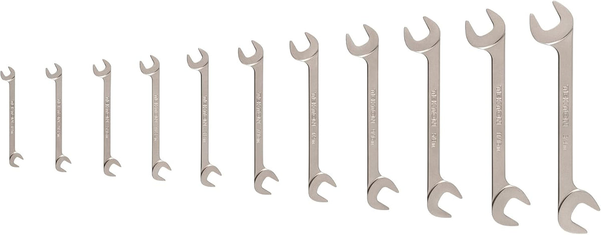 TEKTON Angle Head Open End Wrench Set, 11-Piece (1/4-3/4 in.) | WAE91001 | Made in USA