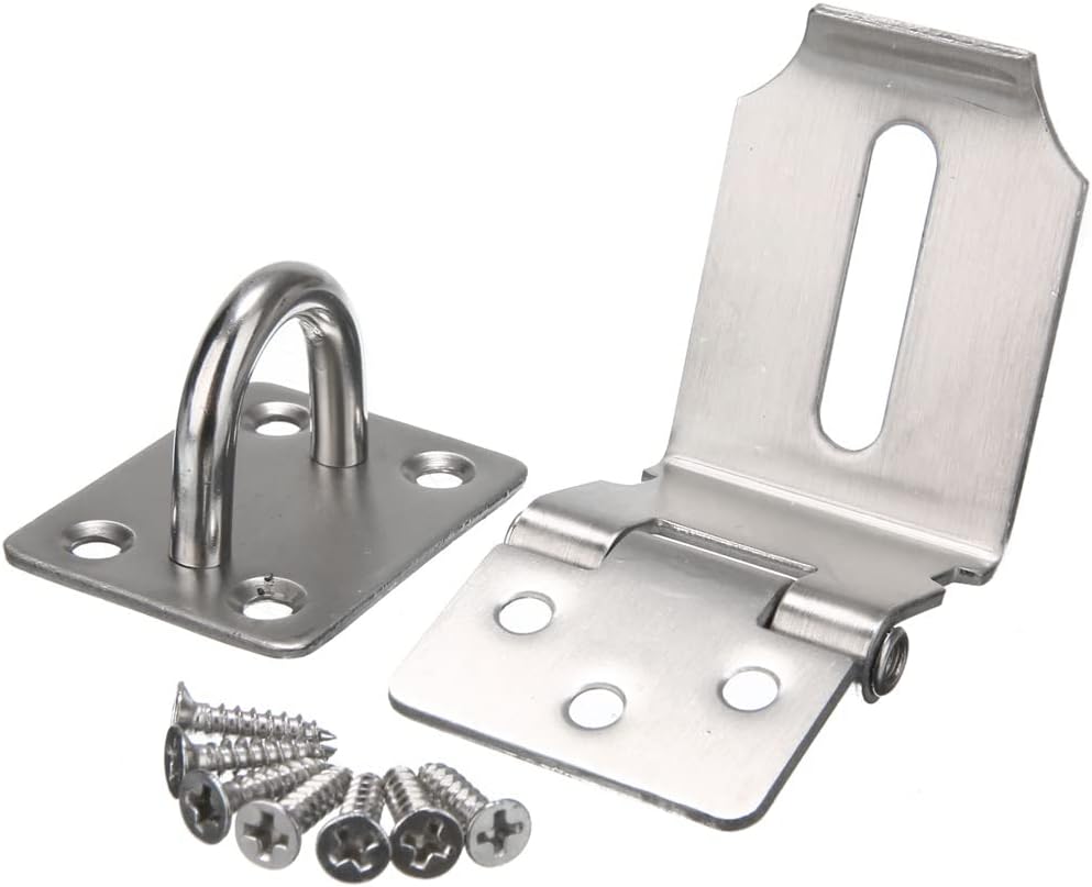 JSEIAJB Stainless Steel Door Lock Buckle Hasp Staple Gate Shed Latch Plate Clasp for Padlock Security