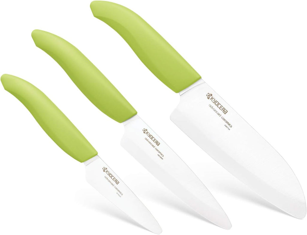 Kyocera 3Piece Advanced ceramic Revolution Series Knife Set, green