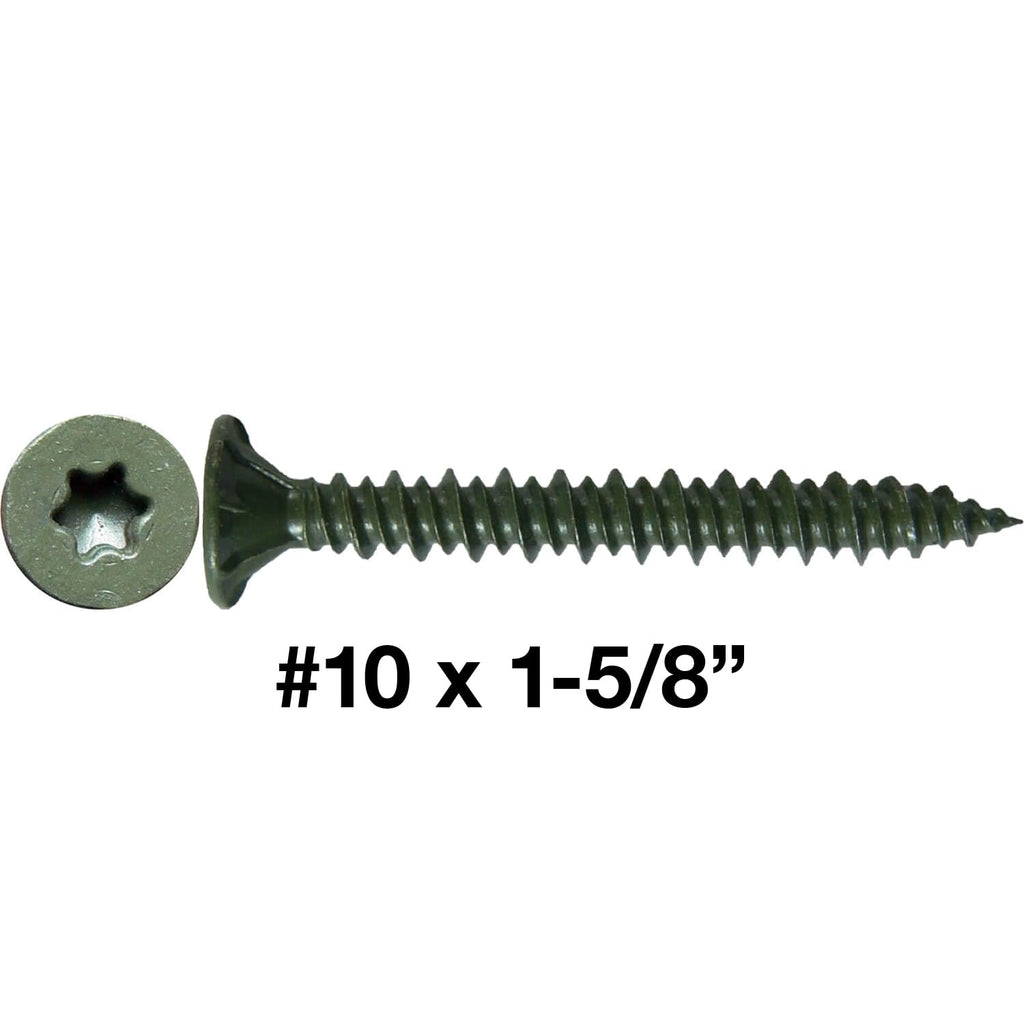 10x1-5/8 Sharp Point Torx/Star Head Screws for Fastening Cement Backer/Board/Tile- Torx/Star - T-25 Head - 5 Pound CASE 5,985 Screws