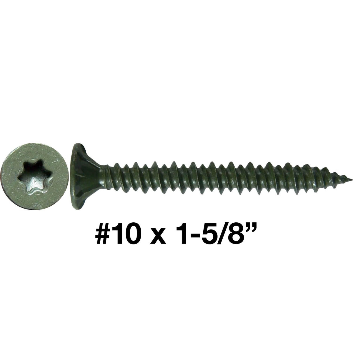 10x1-5/8 Sharp Point Torx/Star Head Screws for Fastening Cement Backer/Board/Tile- Torx/Star - T-25 Head - 5 Pound CASE 5,985 Screws