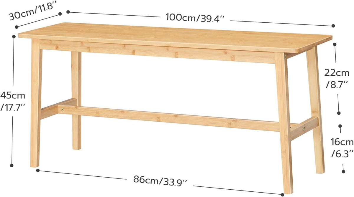 HOOBRO Kitchen Island with Power Outlet, Bamboo Dining Bench, Table Bench, Kitchen Bench, Entrance Bench, Shoe Changing Bench WN82UZD01G1-YL70CZ01