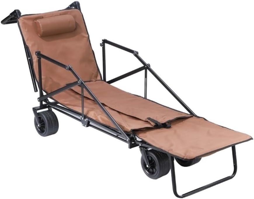 Wagons Carts Foldable, Heavy Duty Wagons, Multifunctional Folding Wagon, Collapsible Wagon with Wheels for Shopping, Sports, Camping(Brown)