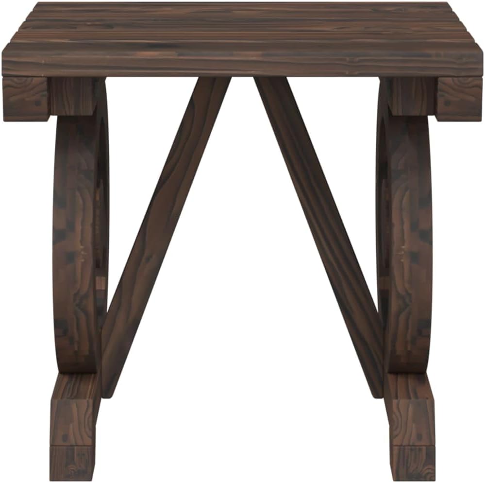 Solid Wood Fir Patio Footstools 2-Pack Outdoor Ottoman with Wagon Wheel Design 15.7x14.4x15.2 Inch Natural Burnt Look for Garden Terrace and Lounge Areas