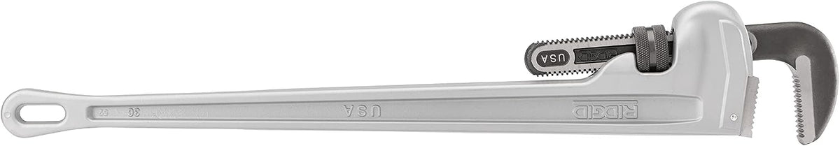 RIDGID 31110 Model 836 36' Aluminum Straight Pipe Wrench with 5' Pipe Capacity, 40% Lighter Aluminum Straight Plumbing Wrench with I-Beam Handle