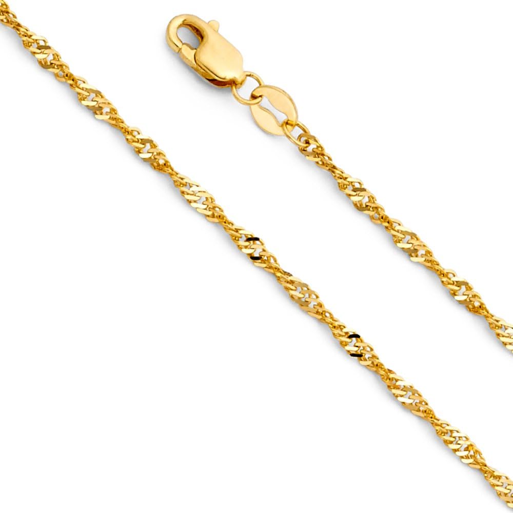 14K Yellow Gold Protect Us St. Christopher Medal Pendant Necklace with 1.5mm Singapore Chain