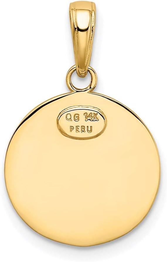 DEWBERRY Real 14K Yellow or White Gold Polished Solid Saint Christopher Medal Oval Pendant |Unisex Womens Men's Religious St. Christopher Medals | Round St. Christopher Protect Us Pendants & Charms