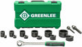 Greenlee 7238SB Slug-Buster Knockout Punch Kit with Hex Ratchet Wrench, 1/2' to 2' Punches, and 7/16' and 3/4' Draw Studs, Electrical Conduit Hole Cutter Kit, Low Carbon Steel
