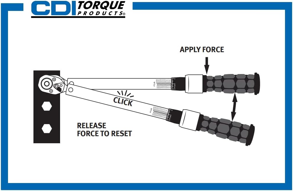 CDI 3/8 Inch Drive Adjustable Click Torque Wrench, Range 30-250 In Lbs / 4-27.7 Nm (2502MRMH)