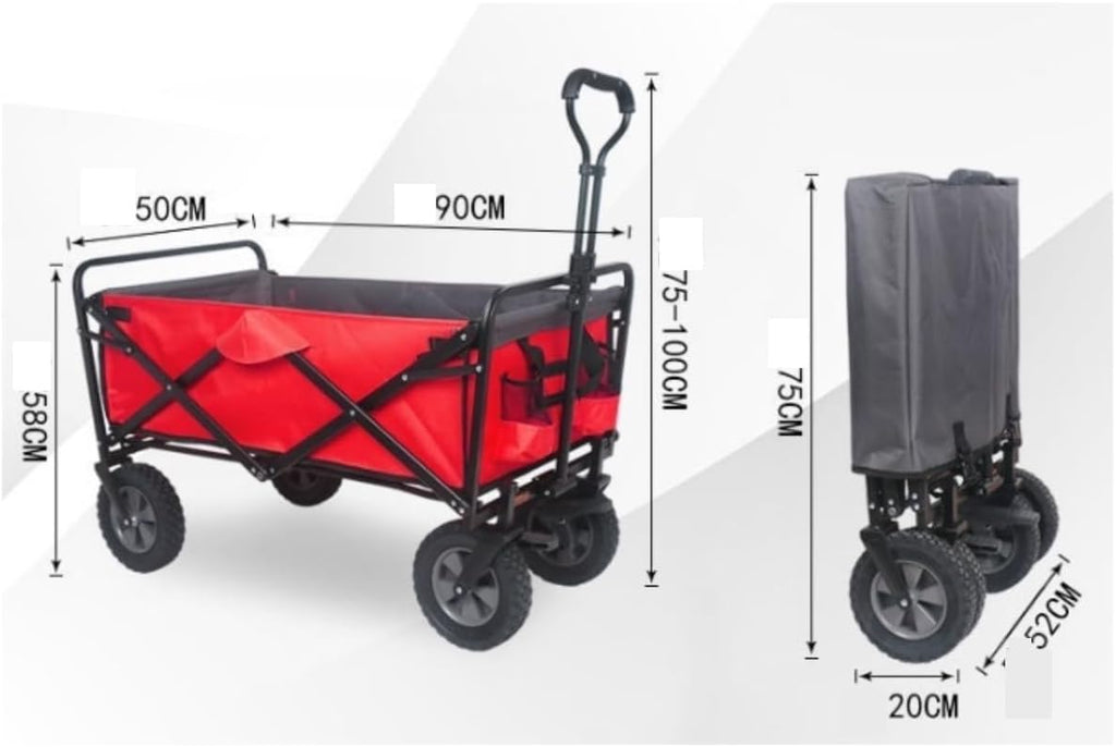 Utility Garden Cart Folding Utility Wagon Cart Collapsible Outdoor Wagon with Wheel Adjustable Handle for Camping Grocery Sports Shopping Camping Wagon (Color : A)