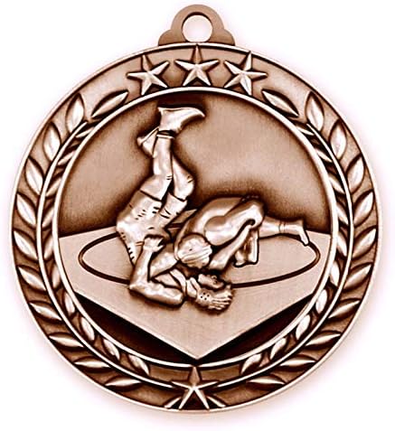 Express Medals Various Styles 1 to 50 Pack of Bronze Wrestling Medals Trophy Award with Neck Ribbon Medal Trophies Gift Prize