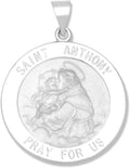 14k Yellow Gold and White Gold Polished Saint Anthony Round Pendant Medals